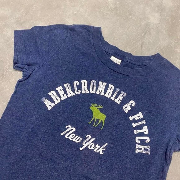 Vintage 90s y2k navy Abercrombie and fitch spell out baby tee - Picture 2 of 4